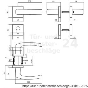 Intersteel Living 0059 Türdrücker Denham auf Rosette 50x50x10 mm mit PZ-Rosette Schwarz - D26009134 - afbeelding 2