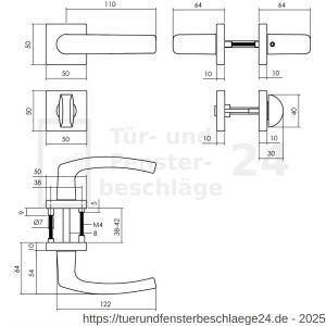 Intersteel Living 0059 Türdrücker Denham auf Rosette 50x50x10 mm mit Bad-WC 8 mm stift Schwarz - D26009135 - afbeelding 2