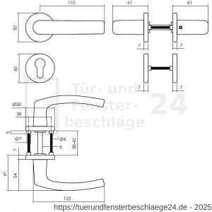 Intersteel Living 0060 Türdrücker Denham auf Rosette 50x7 mm mit PZ-Rosetten Schwarz - D26009139 - afbeelding 2