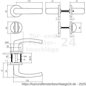 Intersteel Living 0060 Türdrücker Denham auf Rosette 50x7 mm mit Bad-WC 8 mm stift Schwarz - D26009140 - afbeelding 2
