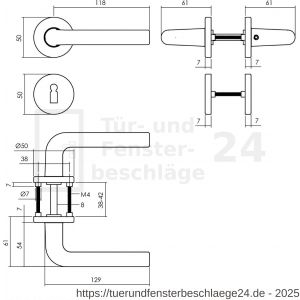 Intersteel Living 0073 Türdrücker Derby auf Rosette 50x7 mm mit BB-Rosetten Schwarz - D26009143 - afbeelding 2