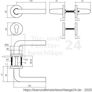 Intersteel Living 0073 Türdrücker Derby auf Rosette 50x7 mm mit PZ-Rosetten Schwarz - D26009144 - afbeelding 2