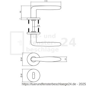 Intersteel Living 0200 Türdrücker Phobos auf Rosette 49x7 mm mit BB-Rosetten Schwarz - D26008177 - afbeelding 2