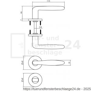 Intersteel Living 0200 Türdrücker Phobos auf Rosette 49x7 mm mit Bad-WC 8 mm stift Schwarz - D26008179 - afbeelding 2