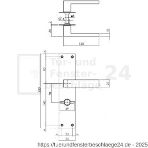 Intersteel Essentials 0571 Türdrücker Amsterdam auf Schild 250x55x2 mm mit Bad-WC 78 mm und 8 mm stift Edelstahl-Schwarz matt - D26008206 - afbeelding 2