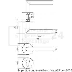 Intersteel Living 1583 Türdrücker Jura mit selbstklebender Rosette 55x2 mm mit PZ-Rosetten Edelstahl-schwarz - D26010642 - afbeelding 2