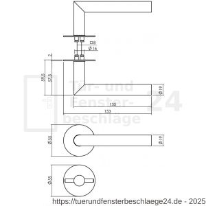 Intersteel Living 1583 Türdrücker Jura mit selbstklebender Rosette 55x2 mm mit Bad-WC 8 mm Stift Edelstahl-schwarz - D26010643 - afbeelding 2