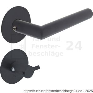 Intersteel Living 1583 Türdrücker Jura mit selbstklebender Rosette 55x2 mm mit Bad-WC 8 mm Stift Edelstahl-schwarz - D26010643 - afbeelding 1