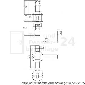 Intersteel Living 1671 Türdrücker L/T-model auf Rosette 50x2 mm mit BB-Rosetten Edelstahl-schwarz - D26010647 - afbeelding 2
