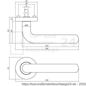 Intersteel Essentials 1683 Türdrücker Agatha auf Rosette 53x8 mm Schwarz - D26008227 - afbeelding 2