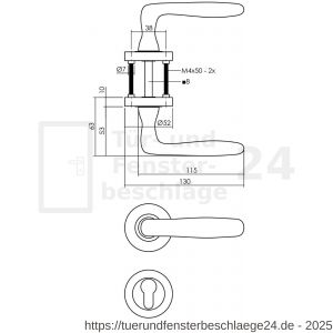 Intersteel Essentials 1692 Türdrücker Bjorn auf Rosette 52x10 mm mit PZ-Rosetten schwarz - D26010255 - afbeelding 2