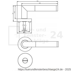 Intersteel Living 1693 Türdrücker Bastian auf Rosette 52x10 mm mit Bad-WC 8 mm stift Schwarz - D26008238 - afbeelding 2
