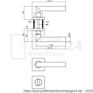 Intersteel Living 1707 Türdrücker Bastian auf Rosette 55x55x10 mm mit BB-Rosetten Schwarz - D26009159 - afbeelding 2