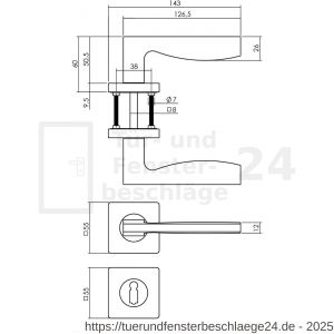 Intersteel Living 1710 Türdrücker Apollo auf Rosette 55x55x10 mm mit BB-Rosetten Schwarz - D26008249 - afbeelding 2