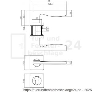 Intersteel Living 1710 Türdrücker Apollo auf Rosette 55x55x10 mm mit PZ_Rosette Schwarz - D26008250 - afbeelding 2