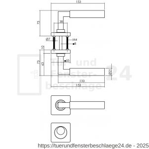 Intersteel Living 1741 Türdrücker Bau-Stil auf Rosette 55x55x10 mm mit RZ Rosetten mattschwarz - D26010271 - afbeelding 2