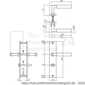 Intersteel Living 1742 Türdrücker Bau-Stil auf Schild 245x45 mm Bad-WC 78 mm und 8 mm Stift mattschwarz - D26010286 - afbeelding 2
