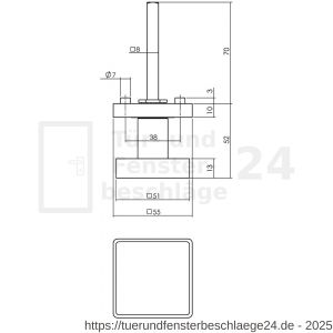 Intersteel Living 2126 Türknopf eckig auf Rosette schwarz - D26009162 - afbeelding 2