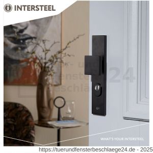 Intersteel Living 3794 Schutzbeschlag Eckig SKG*** Griff-Drücker mit Profilzylinder 72 mm und Kernziehschutz Schwarz - D26009695 - afbeelding 3