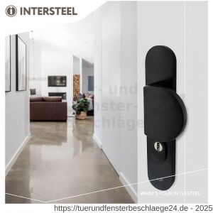 Intersteel Living 3796 Schutzbeschlag SKG*** Griff-Klinke mit Profilzylinder 55 mm und Kernziehschutz Schwarz - D26008288 - afbeelding 2