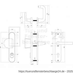 Intersteel Living 3796 Schutzbeschlag SKG*** Griff-Klinke mit Profilzylinder 55 mm und Kernziehschutz Schwarz - D26008288 - afbeelding 3