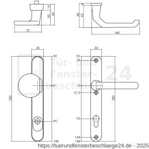 Intersteel Living 3798 Schutzbeschlag Schmallschilder SKG*** Griff-Drücker mit Profilzylinder 92 mm und Kernziehschutz Schwarz - D26009938 - afbeelding 2
