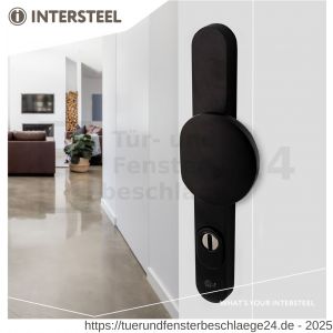 Intersteel Living 3798 Schutzbeschlag Schmallschilder SKG*** Griff-Drücker mit Profilzylinder 92 mm und Kernziehschutz Schwarz - D26009938 - afbeelding 3