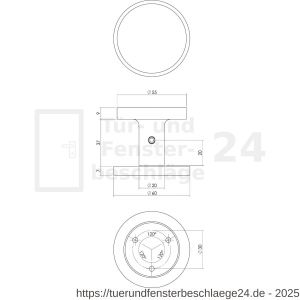 Intersteel Living 3929 Haustürknopf rund 55 mm einseitige Montage Aluminium Schwarz - D26008292 - afbeelding 3