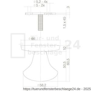 Intersteel Living 3930 Türknopf feststehend einseitige Montage Schwarz - D26007420 - afbeelding 2
