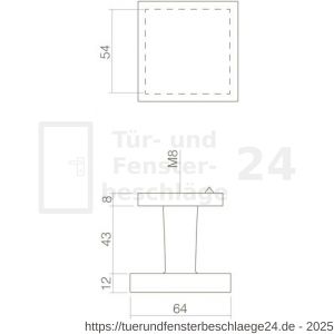 Intersteel Living 3930 Haustürknopf feststehend 64x64 mm eckig Edelstahl-Schwarz matt - D26006804 - afbeelding 2
