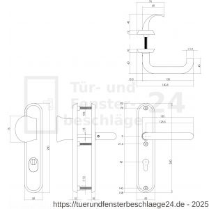 Intersteel Living 3960 Schutzbeschlag Haustür Griff-Drücker SKG*** PZ 92 mm rechteckig mit Kernziehschutz Edelstahl-Schwarz matt - D26007029 - afbeelding 2