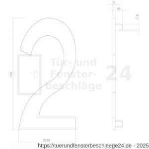 Intersteel Living 4020 Hausnummer 2 150 mm Edelstahl-Schwarz matt - D26006818 - afbeelding 2