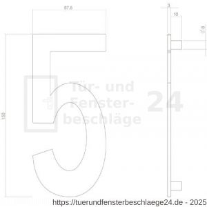 Intersteel Living 4020 Hausnummer 5 150 mm Edelstahl-Schwarz matt - D26006821 - afbeelding 2