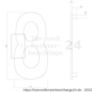 Intersteel Living 4020 Hausnummer 8 150 mm Edelstahl-Schwarz matt - D26006824 - afbeelding 2