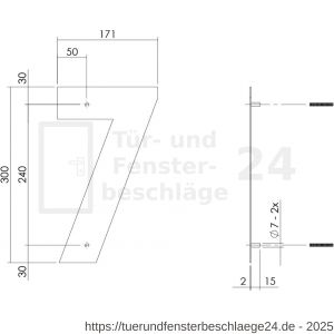 Intersteel Living 4021 Hausnummer 7 XL Höhe 30 cm Edelstahl-Mattschwarz - D26009183 - afbeelding 2
