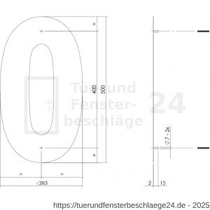 Intersteel Living 4021 Hausnummer 0 XXL Höhe 50 cm Edelstahl-Mattschwarz - D26009186 - afbeelding 2
