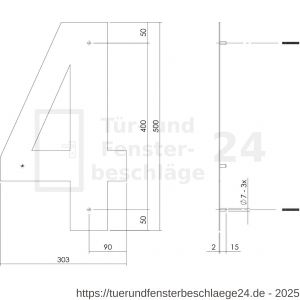 Intersteel Living 4021 Hausnummer 4 XXL Höhe 50 cm Edelstahl-Mattschwarz - D26009190 - afbeelding 2