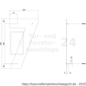 Intersteel Living 4021 Hausnummer 7 XXL Höhe 50 cm Edelstahl-Mattschwarz - D26009193 - afbeelding 2