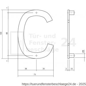 Intersteel Living 4026 Hausbuchstabe C 100 mm mattschwarz - D26009943 - afbeelding 2