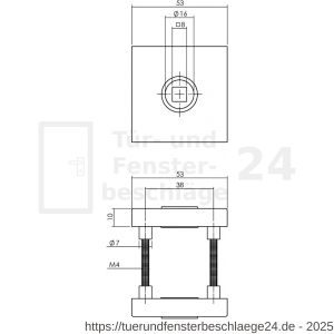 Intersteel Living 4057 Türdrücker Jura auf quadratische massive Rosette 53x53x10 mm Edelstahl schwarz Hintertürbeschlag - D26009948 - afbeelding 3