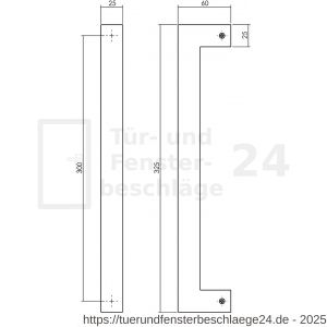 Intersteel Living 4330 Stossgriff quadratisch stückweise 325x60x25 mm mattschwarz - D26010330 - afbeelding 2