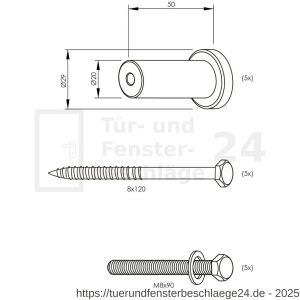 Intersteel Living 4501 Satz von 5 Entfernungsteile 50 mm für Schiene Schiebetürsysteme Schwarz - D26008323 - afbeelding 2