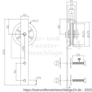 Intersteel Living 4501 2-teiliges Laufrollen-Set Wheel 340 mm Schwarz - D26008331 - afbeelding 2