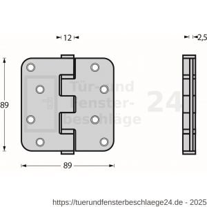 Intersteel Living 4625 Kugellagerscharnier abgerundet 89x89x2,5 mm bis 70 kg Schwarz - D26008338 - afbeelding 3