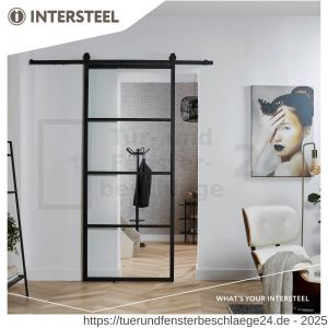 Intersteel Living 4911 DIY-Schiebetür Cubo schwarz inklusive transparentem glas 2350x980x28 mm mit schwarzem Schiebetürsystem Basic - D26009958 - afbeelding 3