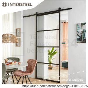 Intersteel Living 4911 DIY-Schiebetür Cubo schwarz inklusive transparentem glas 2350x980x28 mm mit schwarzem Schiebetürsystem Basic - D26009958 - afbeelding 2