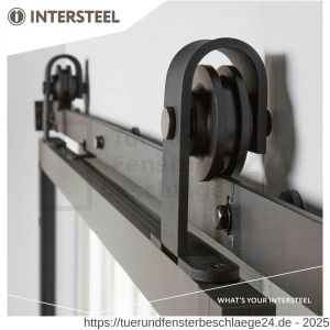 Intersteel Living 4911 DIY-Schiebetür Cubo schwarz inklusive transparentem glas 2350x980x28 mm mit schwarzem Schiebetürsystem Basic Top - D26009959 - afbeelding 3