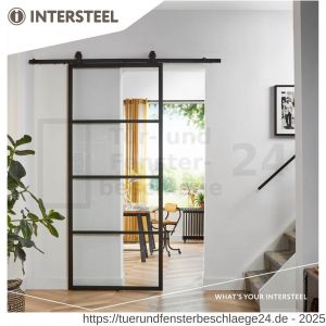 Intersteel Living 4911 DIY-Schiebetür Cubo schwarz inklusive transparentem glas 2350x980x28 mm mit schwarzem Schiebetürsystem Basic Top - D26009959 - afbeelding 2