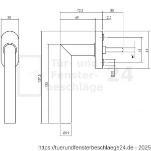 Intersteel Living 6156 Fenstergriff Jura auf ovaler Rosette Edelstahl schwarz - D26010335 - afbeelding 2