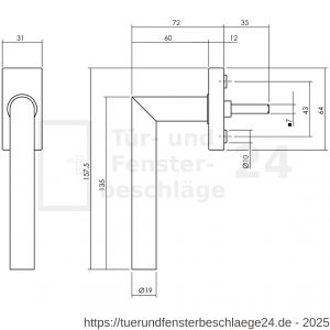 Intersteel Living 6156 Fenstergriff Jura auf rechteckiger Rosette Edelstahl schwarz - D26010336 - afbeelding 3